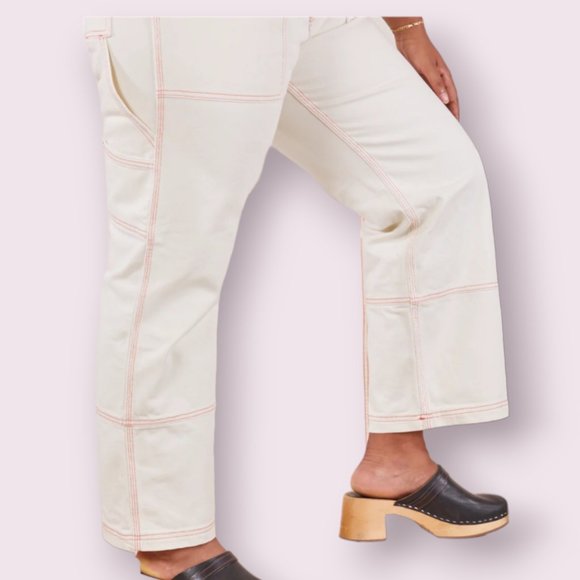 Big Bud Press Carpenter Jeans in Vintage Off-White ~ size L ~ Utility - Picture 1 of 14